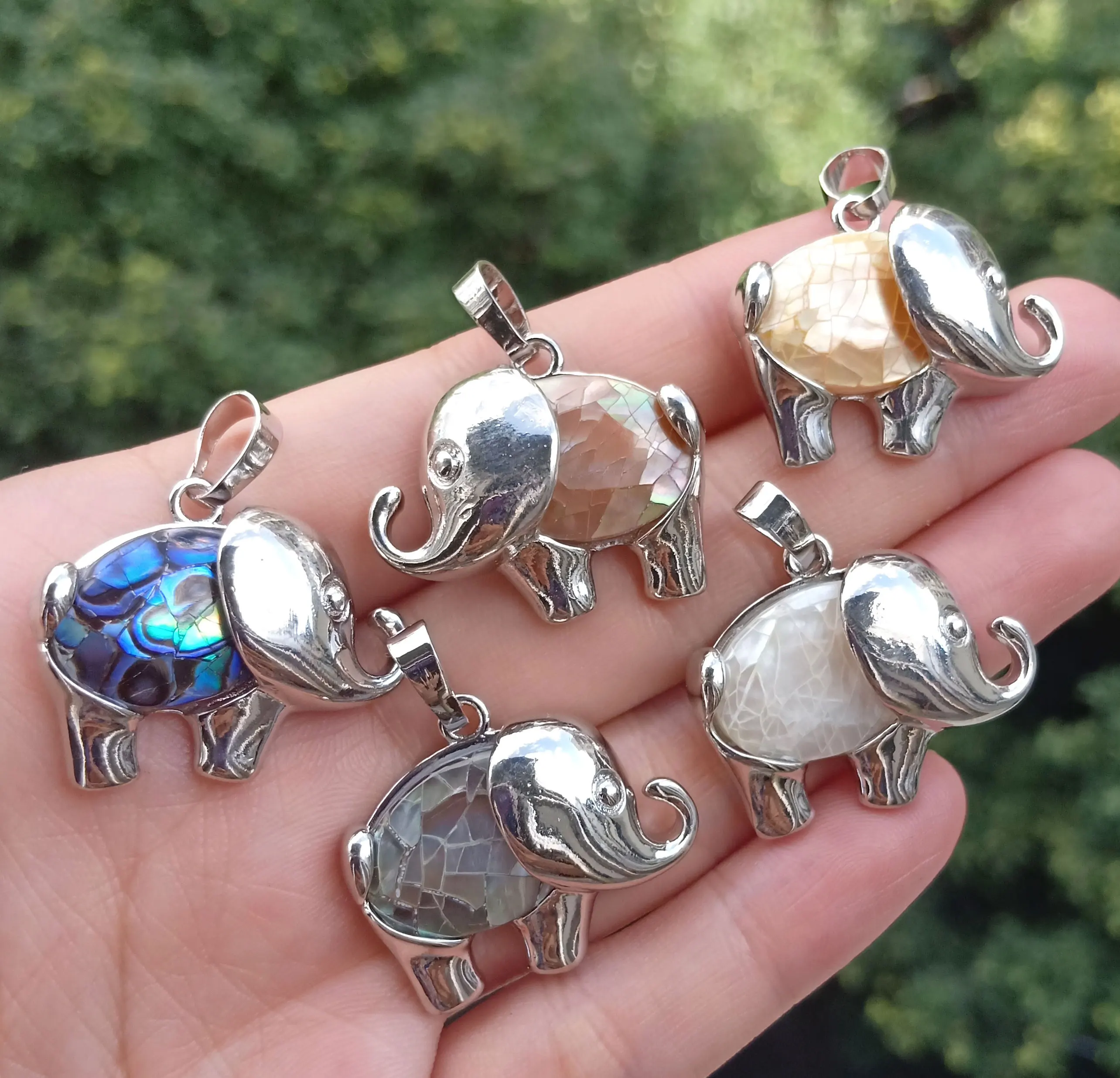 Подвеска в виде слона натуральный абалона белый желтый черный коричневый корпус