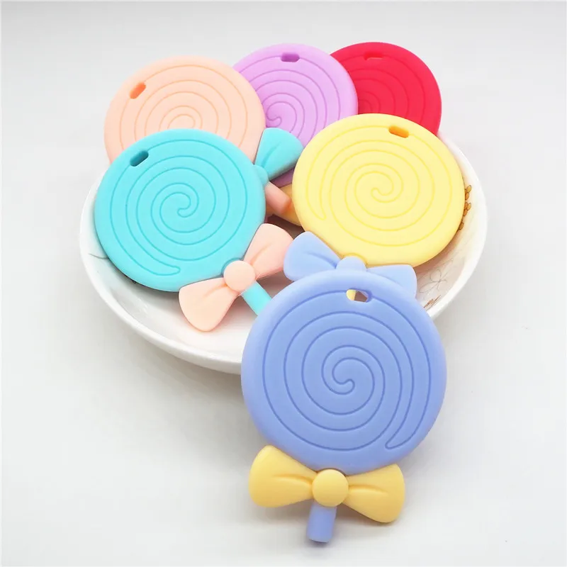 Lollipop Chenkai 5 шт. Силиконовое зубное кольцо детское кольцо для соски жевание кормящих DIY сенсорная игрушка с зажимом подарочные аксессуары - Цвет: Lollipop