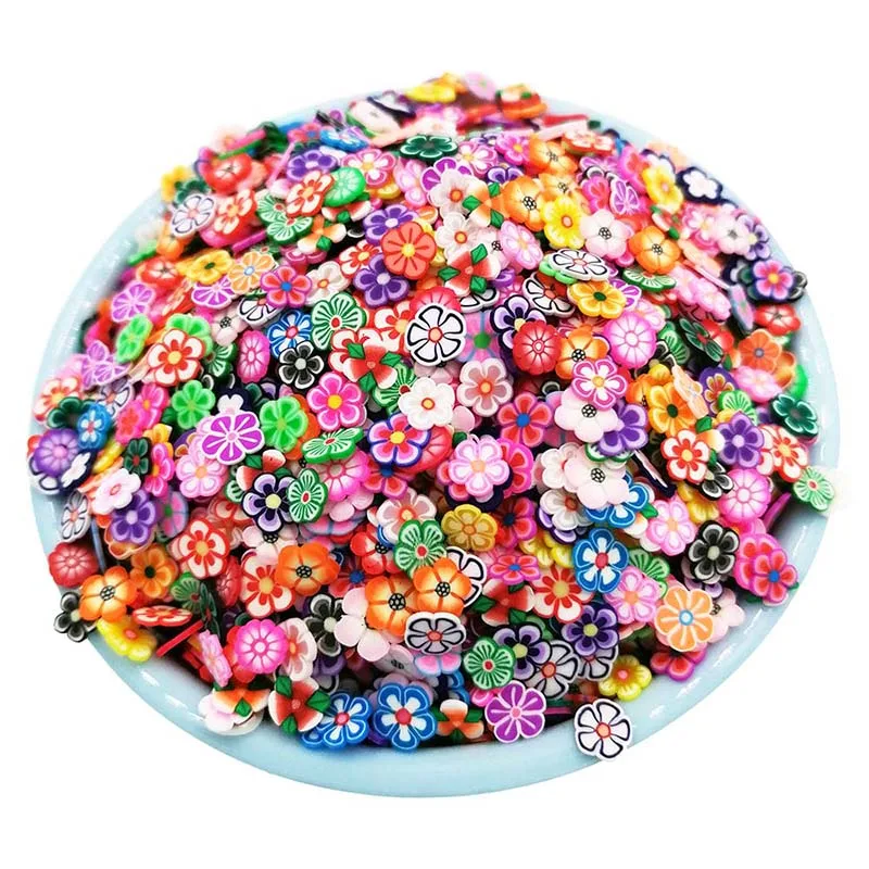flowers 50 г/лот, полимерная мягкая глина, разбрызгивает сердце, пять звезд, снежинки, бант, конфеты, разбрызгивает для поделок, сделай сам, для изготовления слайма, для ногтей, ломтики - Цвет: flowers