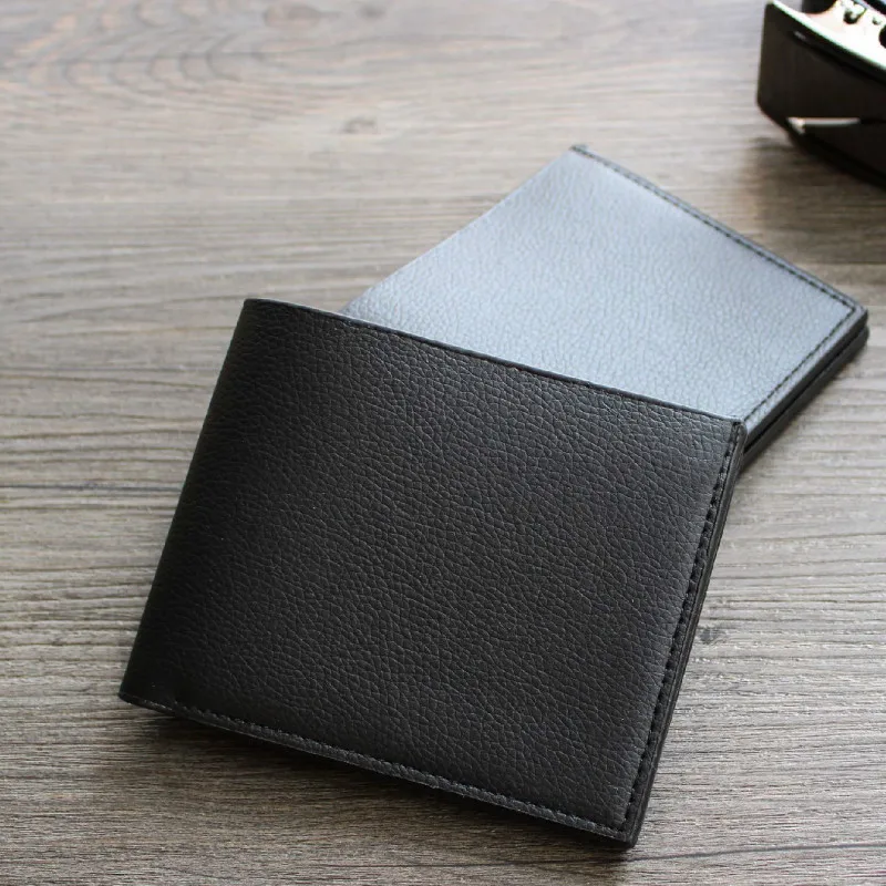 

New Fashion Brand Business Gift Wallet Men's Bifold Short Slim Purse Wholesale Cheap Money Bag Dropshipping Solid Black