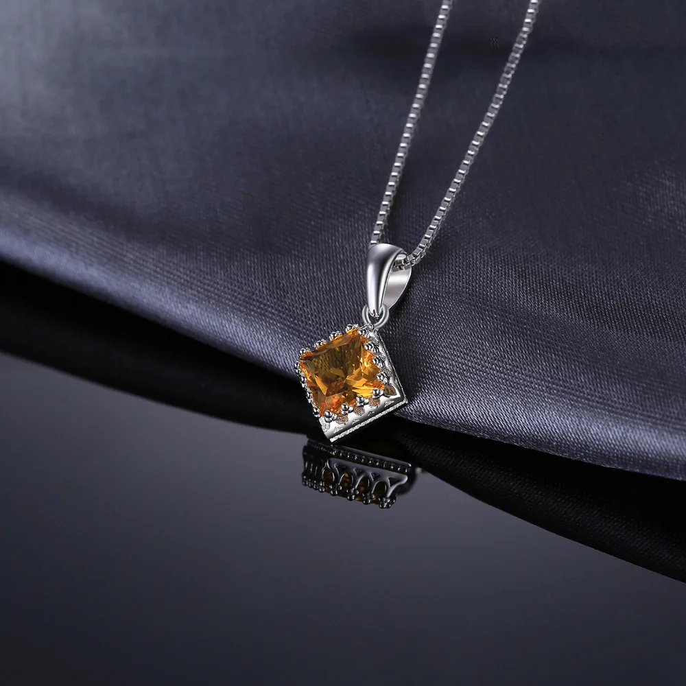 Jewelrypalace классический 1.4ct квадратный желтый создан сапфир пасьянс кулон 925 Silve