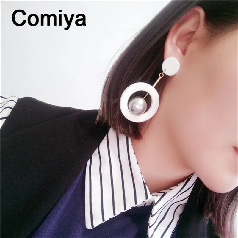 Золотые модные черные и белые под старину акриловый шар букле d'oreille femme pendante