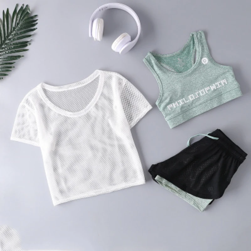 Одежда для йоги комплект из 3 предметов спортивный костюм фитнеса спортивные