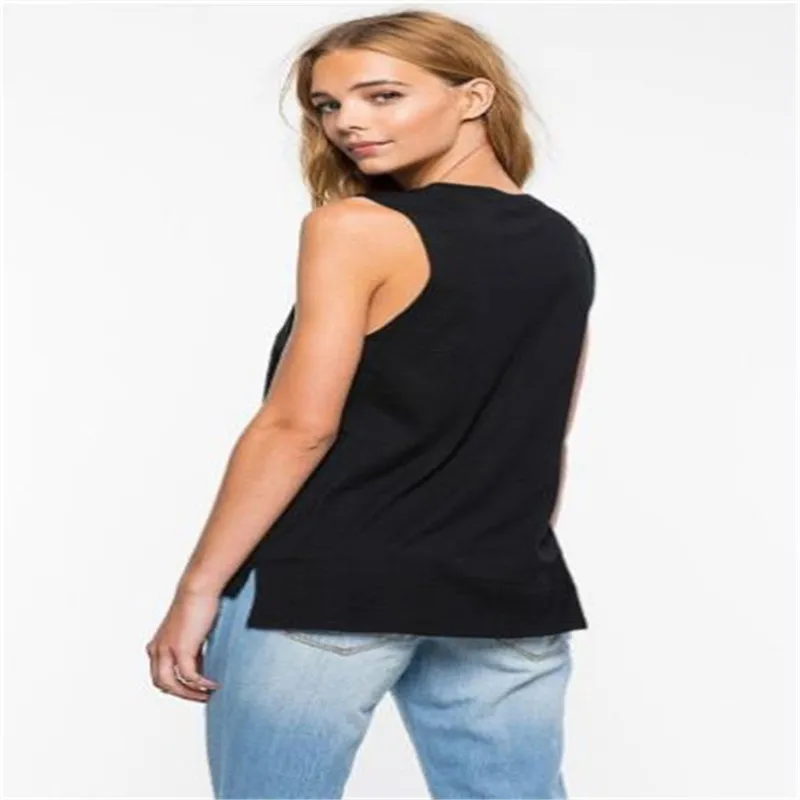 Womens Summer Tshirts Leaf Print Crew Neck Sleeveless Female Tanks Fashion Style Casual Apparel Женская одежда
