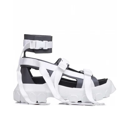White Gray Flatform клин на платформе женские сандалии плоские случайные ботинки обувь кроссовки дизайнер гладиатор повседневная Harajuku ремешки ремень для лодыжки батильоны Скрытая пятка Весна осень - Цвет: White Gray