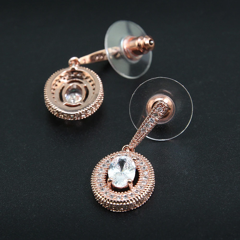 Женские серьги гвоздики из розового золота с фианитом|stud earrings|stone earringsearrings for |