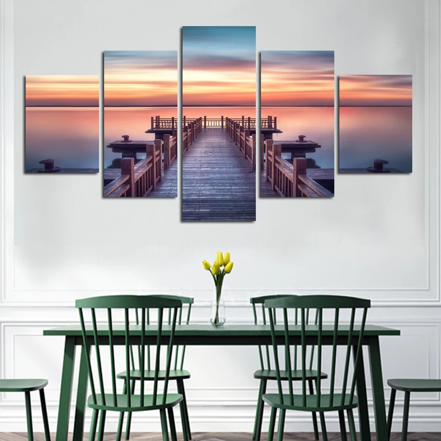 

Free Shipping Seascape Bridge Posters And Prints Wall Art Canvas Painting Pictures For Living Room Decoration wholesale FA495