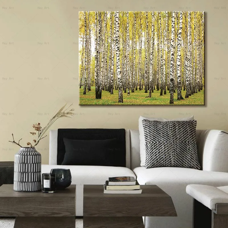 Золотые деревья постеры на холсте картина без рамки принты лес Пейзаж Плакат