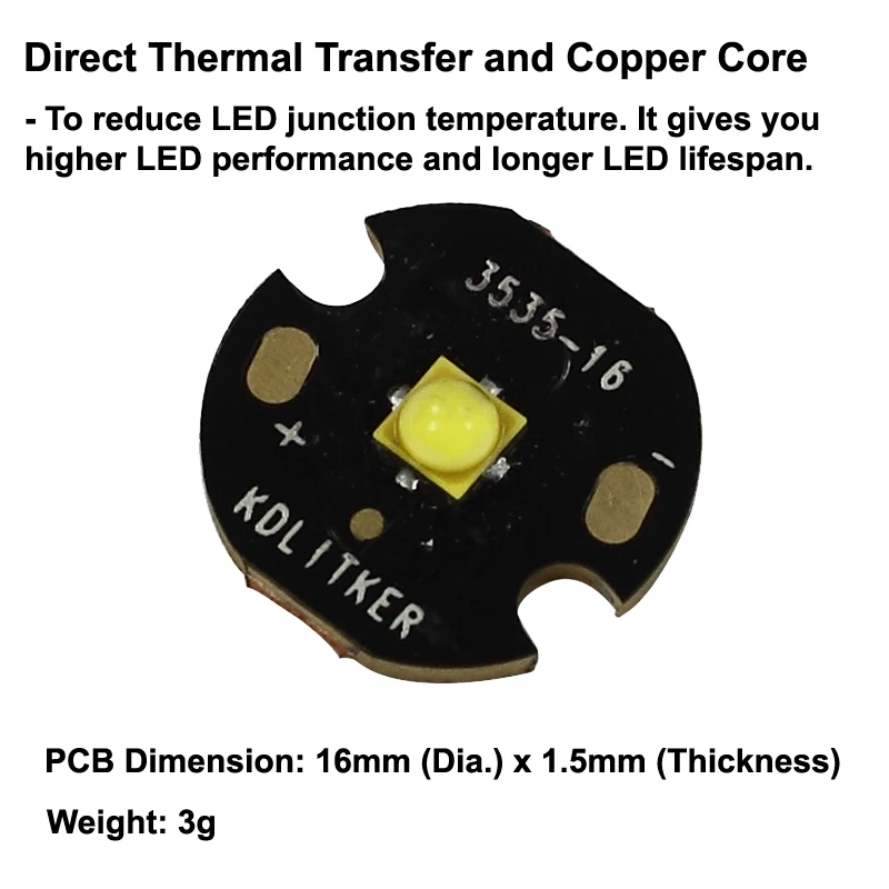 Светодиодный излучатель Lumi s LUXEON V2 белый 6500K 16 мм/20 мм DTP медь MCPCB|Подвесные