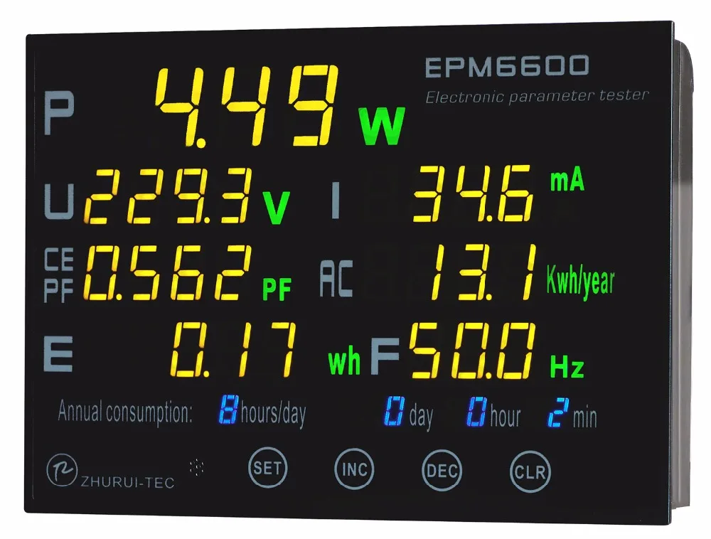 EPM6600 10A/2000 Вт Цифровой счетчик энергии переменного тока/измеритель мощности/измерение электрического/частоты/кВтч-метр