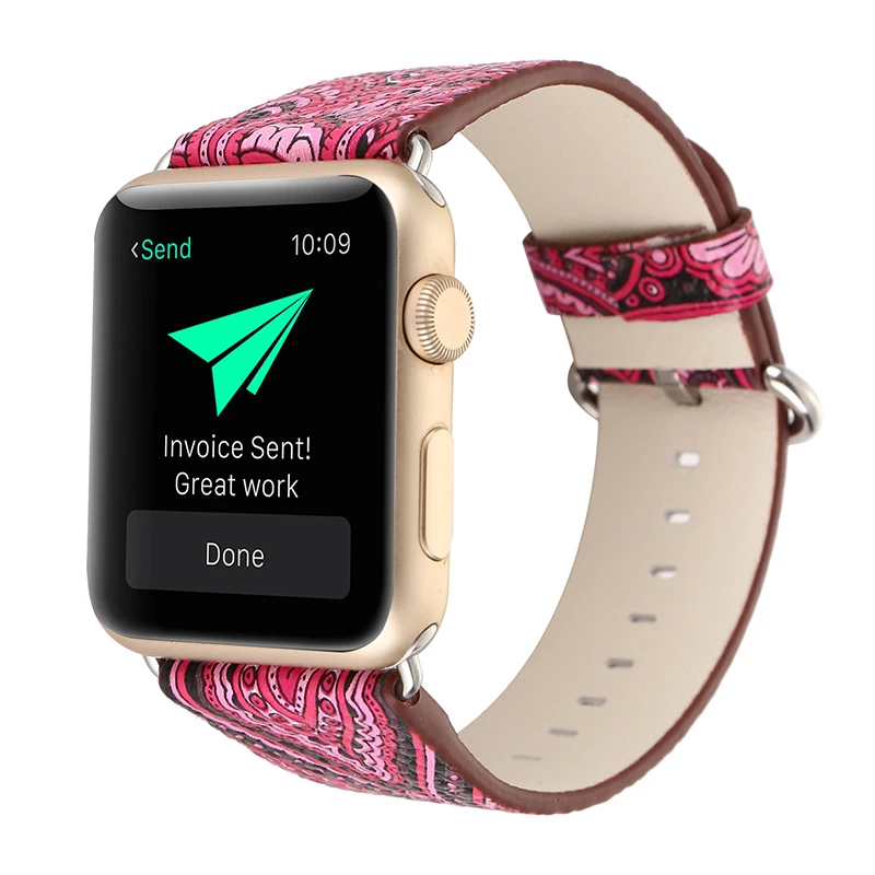 For Apple Watch 4 Bracelet National Styles Paited Leather Band Series 1 2 3 38-42mm Strap Watchbands | Наручные часы