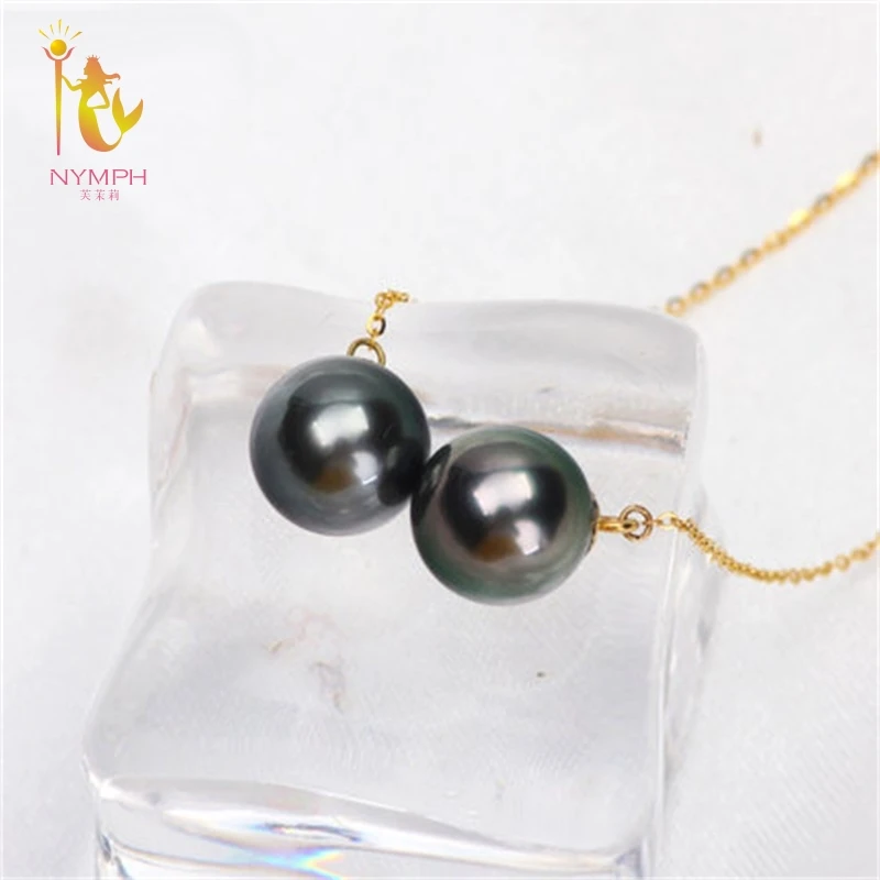 Серьги с жемчугом NYMPH 18 К желтое золото Tahitian Black Drop AU750 изящные украшения ED354 |