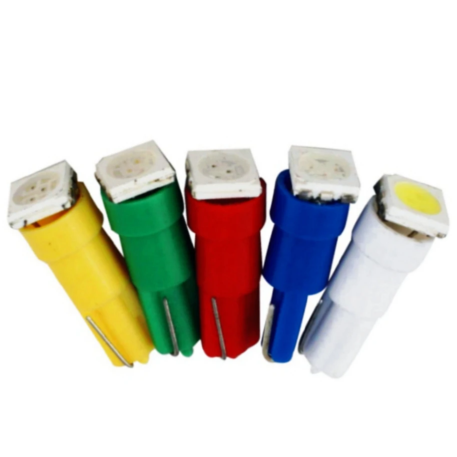 10 шт. W3W W1.2W T5 W2X2.6d 5050 SMD СВЕТОДИОДНЫЙ Автомобильный панель приборной панели лампа Авто приборной панели индикатор потепления Клин светильник лампа DC12V