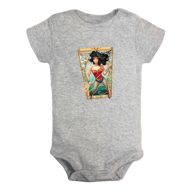 ieBodysuits3024G Чудо-Женщина ободок для волос в стиле Чудо-Женщина Супергерой Диана Принц Одежда для новорожденных девочек и мальчиков комбинезон с короткими рукавами, комбинезоны, комплекты из хлопка - Цвет: ieBodysuits3024G