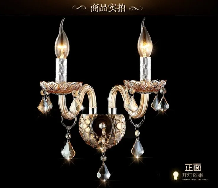 Модная Хрустальная настенная лампа k9 Настенные светильники с 1/2 ручками бра для