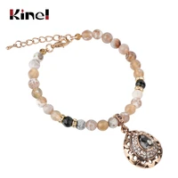 kinel charm natural stone vintage bracelet for women mosaic gray crystal antique gold bracelets 2019 new