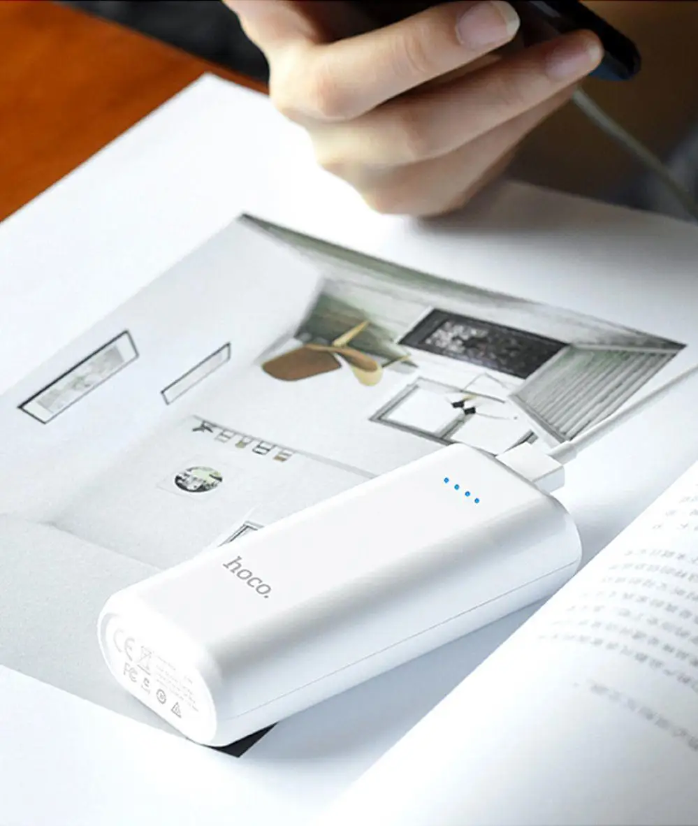 HOCO power Bank 5200 мАч Мини USB светодиодный 18650 литиевая внешняя батарея портативное зарядное устройство power bank для Xiaomi Iphone