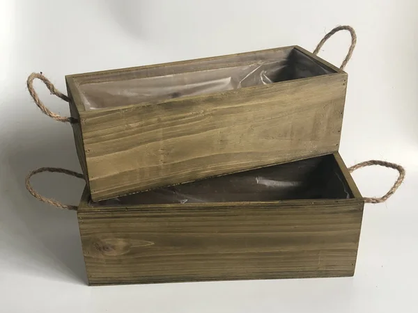4 шт./лот D30xW12xH10CM в деревянной коробке длинные деревянные цветочные горшки ремесленный декоративный чехол кашпо для суккулентов с ручкой из веревки SF-05223
