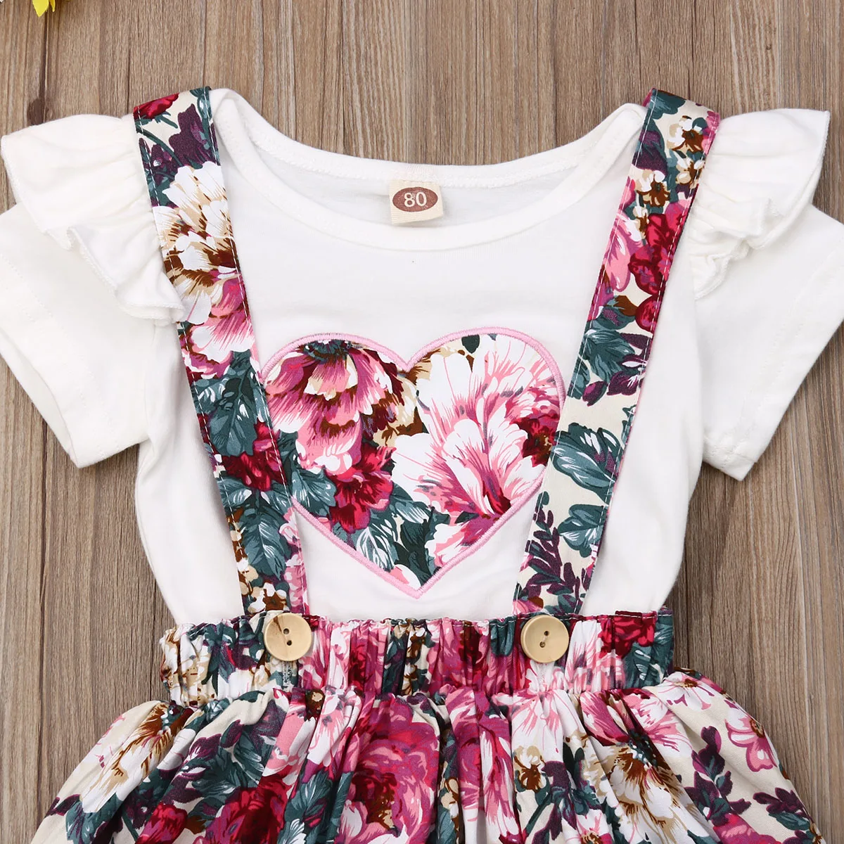 Летняя одежда из 2 предметов для маленьких детей девочек футболка с цветочным