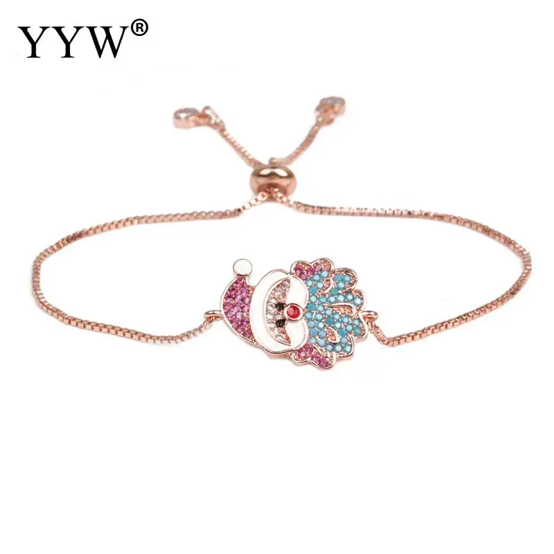 Cute Lovely Metal Bracelets Bangles Adjustable Chain CZ Cartoon Santa Claus Pendants Charm Jewelry 7.5 Inch For Women Girl | Украшения и