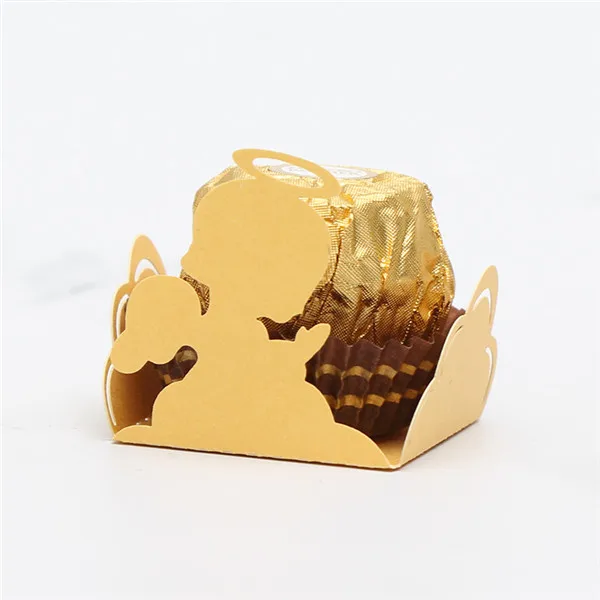 golden 50 шт. Ангел лазерной резки конфеты бар Свадебные украшения Шоколадный Бар Baby Shower украшения для вечеринок спрос среди детей - Цвет: golden