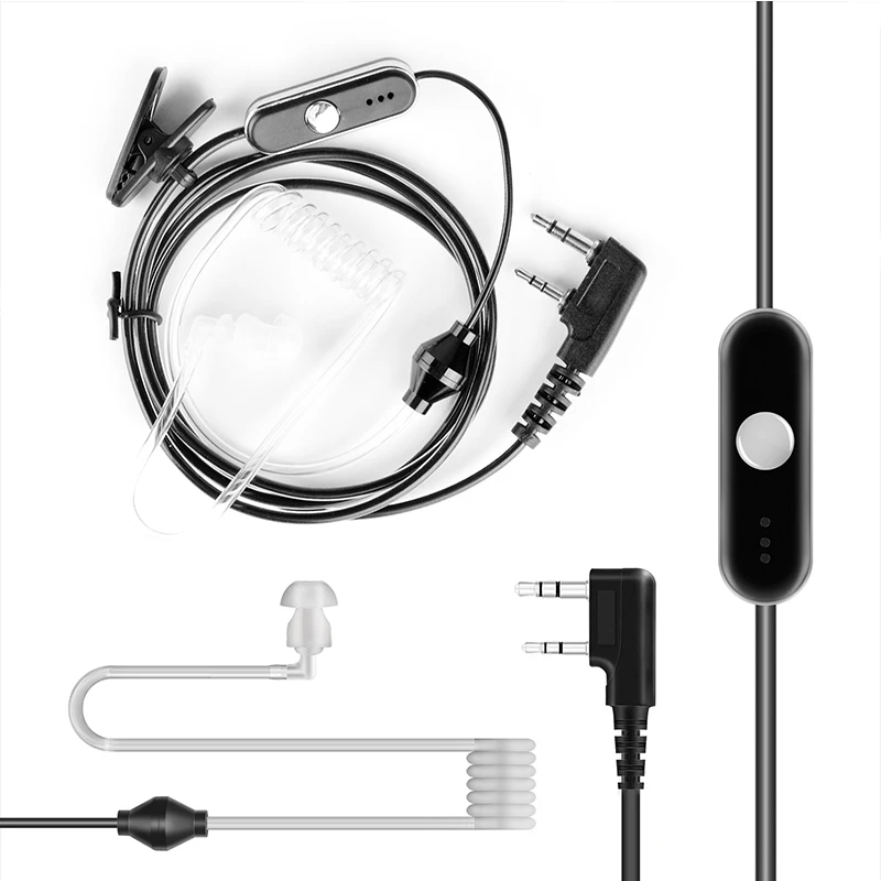 Черные наушники для рации 1-проводные двухсторонние радионаушники с микрофоном