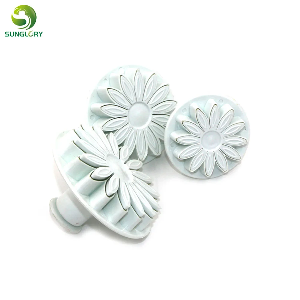 3PCS/SET Plastic Sunflower Plunger Cutter Daisy Flower Cookie Set Fondant Mold Baking Tools Cake Decoration White | Дом и сад