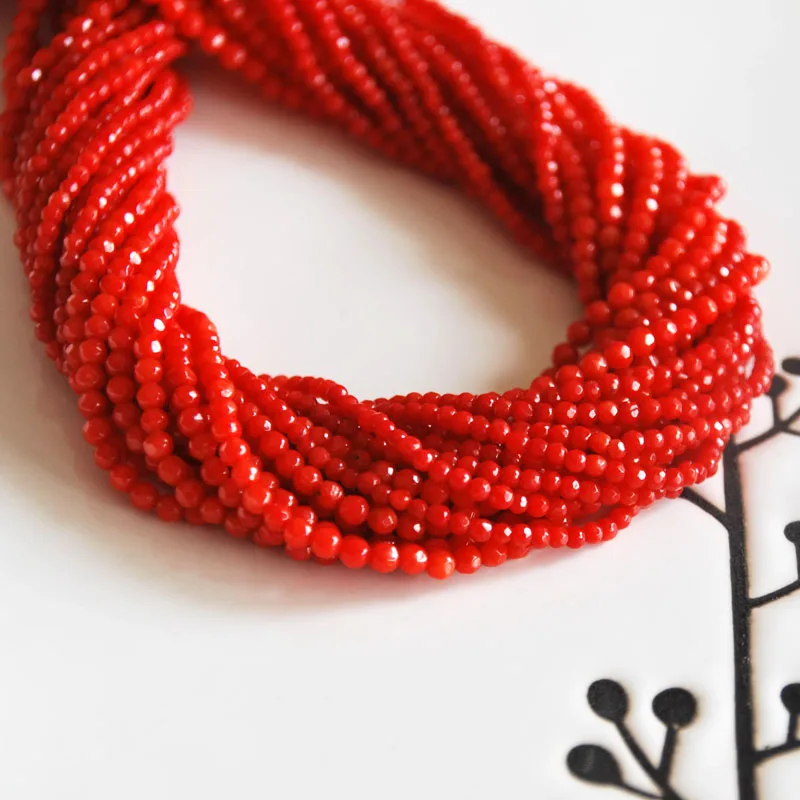 Оптовая продажа натуральные окрашенные граненые бусины кораллового красного