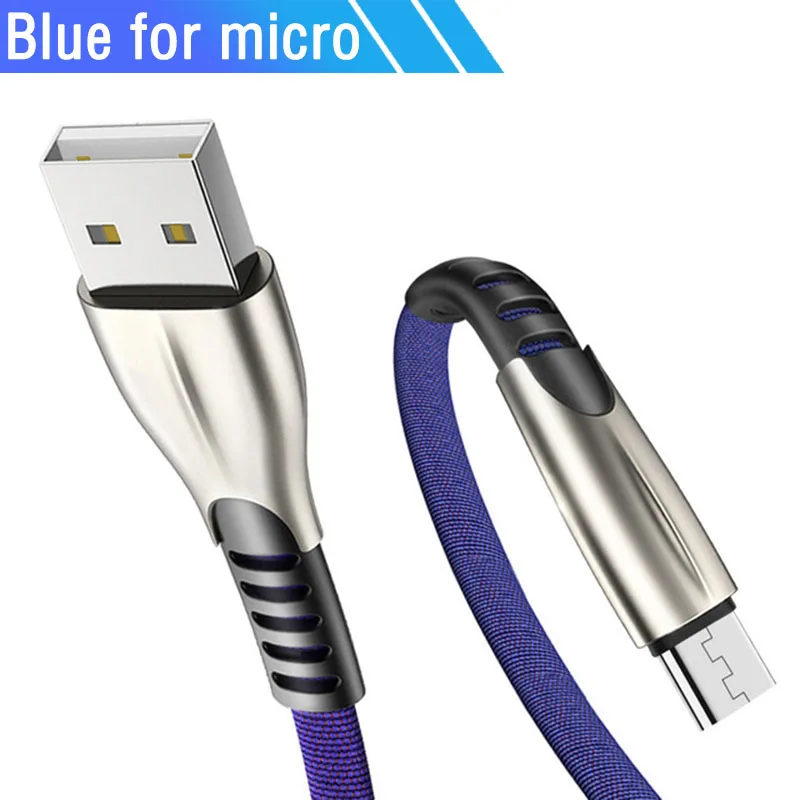 Blue Микро Usb кабель для Android зарядное устройство через Micro Usb кабель Kablo для Xiaomi Redmi 7 7A примечание 6 4 Pro смартфон кабели 2 м 3 м 3 м - Цвет: Blue