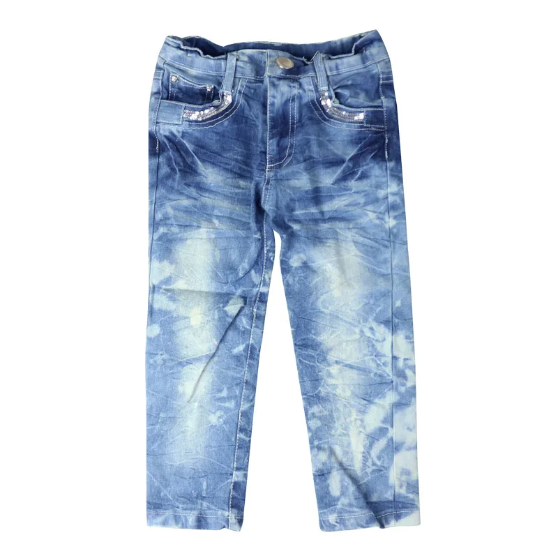 Girls cotton casual simple style regular denim jeans with pockets ezipper fly VOG-8267 | Мать и ребенок