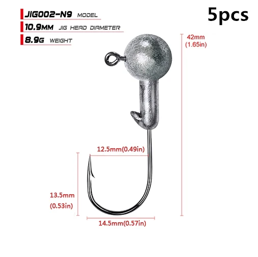 9g-5pcs 5 шт. Exposed открытый свинцовый джиг голова колючий рыболовный крючок рыболовные крючки для мягкой приманки anzol peche снасти - Цвет: 9g-5pcs