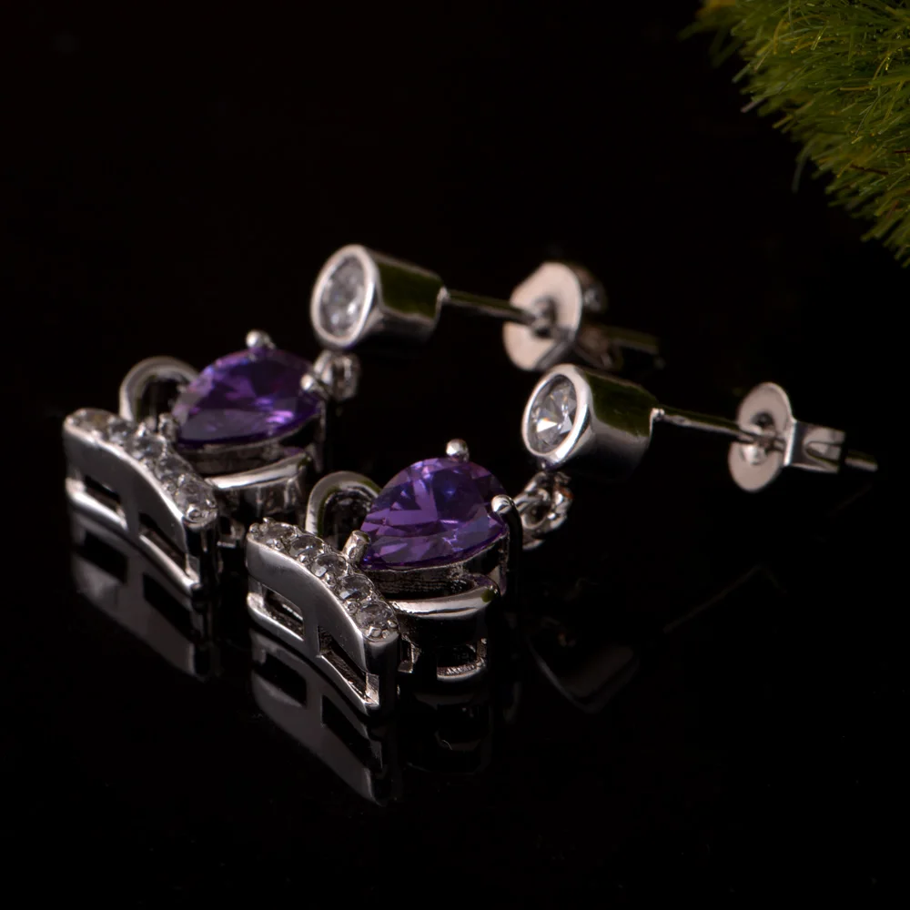 Модный Ювелирный Набор Crwon для женщин свадебные фиолетовые кристаллы хорошее