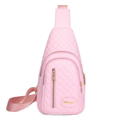 Pink Женская клетчатая нагрудная сумка, Корейская сумка через плечо, нагрудная сумка, Женская Повседневная сумка через плечо, женская сумка на плечо, розовая - Цвет: Pink