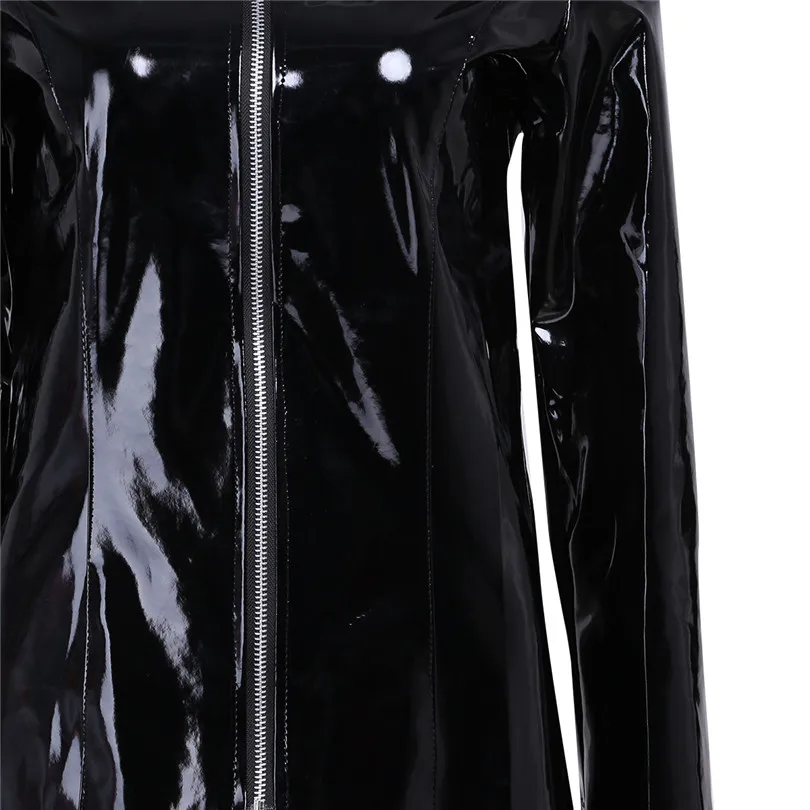 S XL унисекс для мужчин и женщин сексуальное белье из ПВХ кожа Wetlook длинный рукав