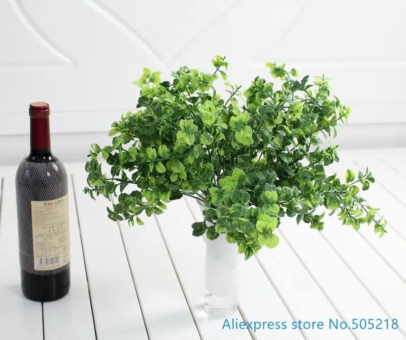 1 шт. красивые искусственные зеленые листья пластиковая трава кустарник