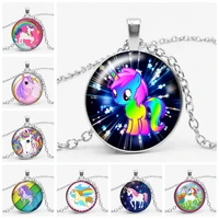 3 color 25mm fashion handmade time glass gem pendant necklace fairy unicorn gift convex magic high quality necklace jewelry