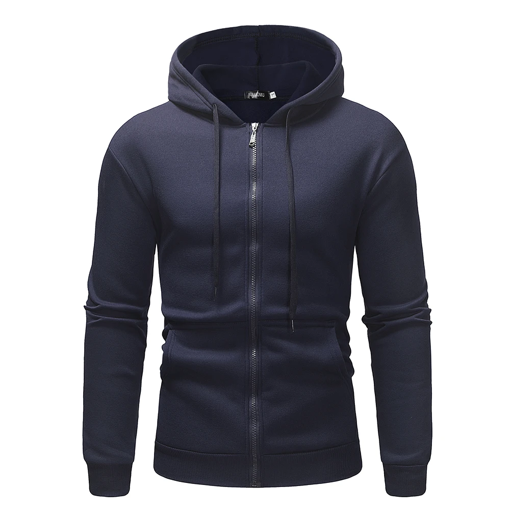 2018 Men's Hoodie Casual Solid Color Zipper Neutral Minimalist Fashion Sports | Мужская одежда