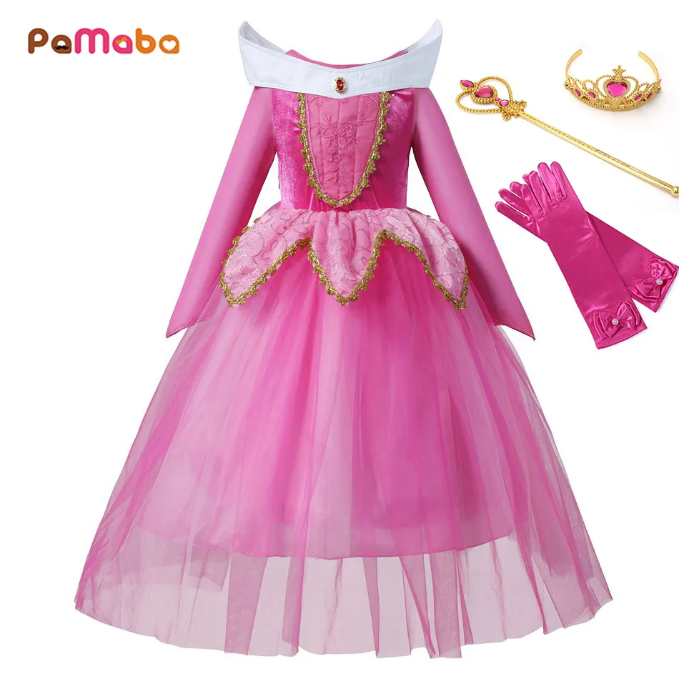 Платье-пачка принцессы PaMaBa с фэнтезией Авроры розового/синего цвета длинным