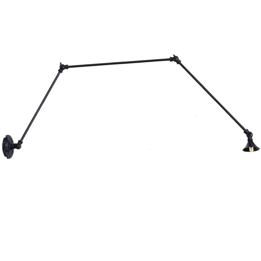 Industrial Three Links Long Arm LED Wall Lamp Loft Decor Retro Sconce Wall Lights Iron Black Telescopic Folding Indoor Lighting