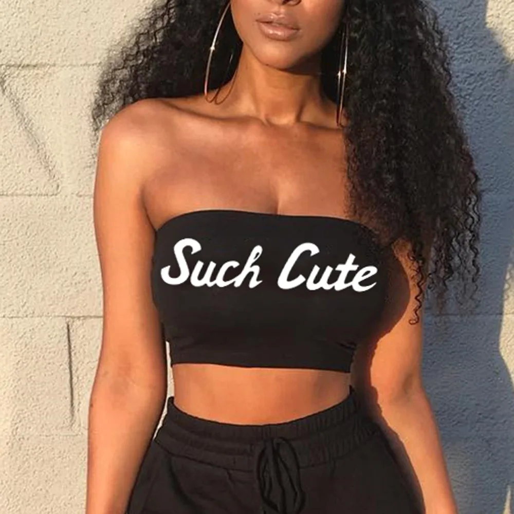 Топ женский облегающий однотонный с буквенным принтом пикантный Модный