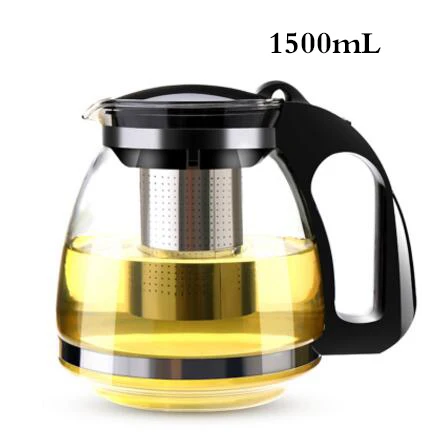 1500ml 750/1500 мл ручной работы Чай горшок с фильтром термостойкие Стекло Чай горшок для заварки Нержавеющая сталь чайники оптом Чай кастрюли посуда для напитков - Цвет: 1500ml