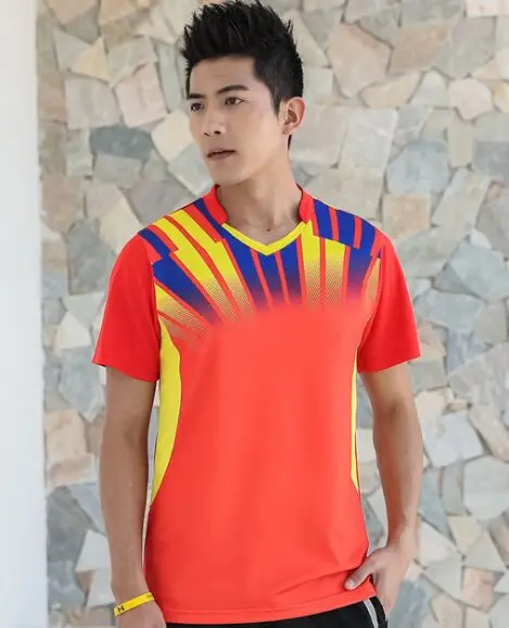 Men Orange Shirt Футболка для бадминтона Мужская, женская одежда для тенниса, униформа для настольного тенниса, vetements tennis, шорты для пинг-понга для девочек, шорты для тренировок - Цвет: Men Orange Shirt