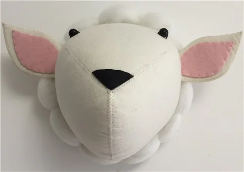 Sheep Животные, слон, олень, Зебра, кролик, голова тигра, настенное крепление, мягкие игрушки, декор для спальни, войлок, настенные подвесные куклы, реквизит для фотосессии - Цвет: Sheep