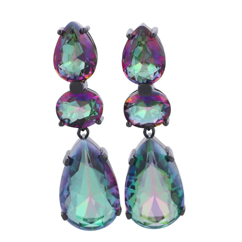 

Garilina Blue Green Rainbow Mystic Cubic Zirconia black gun dangle earrings for women Cute jewelry E3002