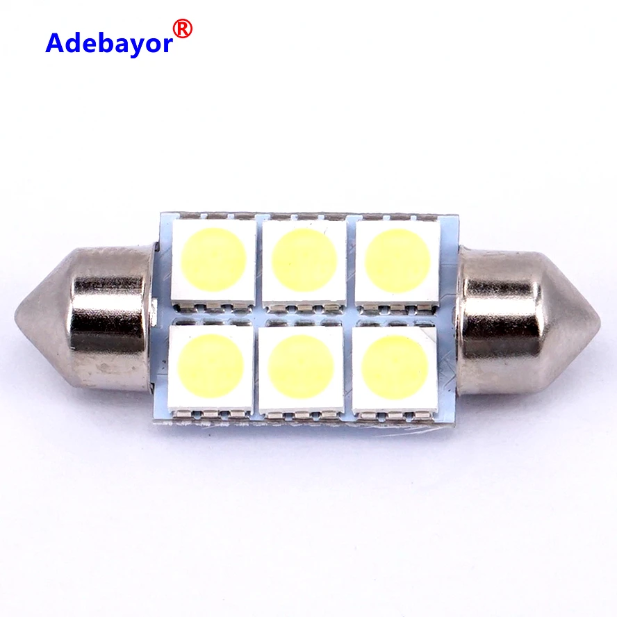 100x 36mm Dome 6 SMD 5050 LED map Auto Bulb side marker Light backup corner Interior Festoon door reading 3425 dome 12V parking |