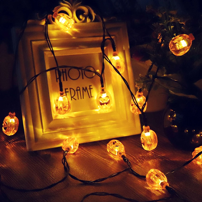 

Halloween Solar Powered Pumpkin led String Lights 10/20/30 LEDs Halloween Orange Pumpkin Party Holiday Decoration Lantern Lights