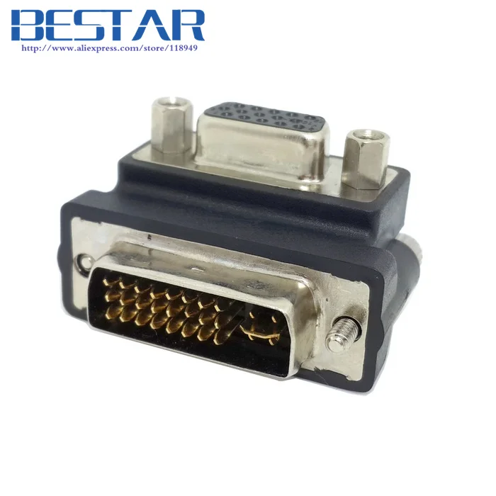 Адаптер с прямым углом вниз 90 градусов VGA SVGA гнездо к DVI 24 + 5 папа RGB адаптер vga dvi
