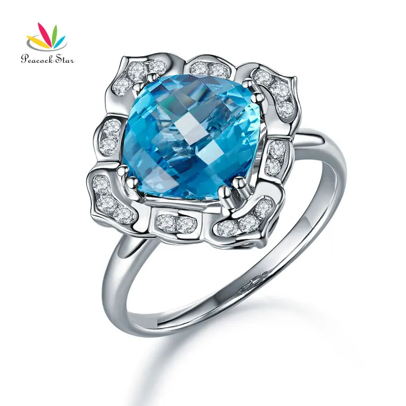 Павлин звезда арт деко 14K белое золото свадебное юбилейное кольцо 3 Ct Швейцарский