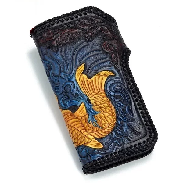 Мужской кошелек с ручной гравировкой из натуральной коровьей кожи|wallet male|designer