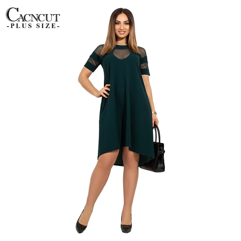 CACNCUT 5XL 6XL, женское летнее Повседневное платье размера плюс, свободное сексуальное Сетчатое платье большого размера, элегантные вечерние платья, одежда